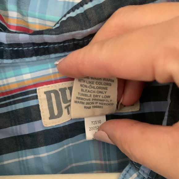 DULUTH TRADING Co Mens Striped shortsleeve Buttoned front Plaid. Size L Tall - Picture 4 of 6